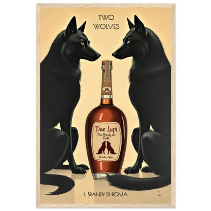 Two Wolves Italian Cocktail Bar Art Print 40x60 cm 16x24″ Premium Matte Paper Wooden Framed Poster Light Wood Frame