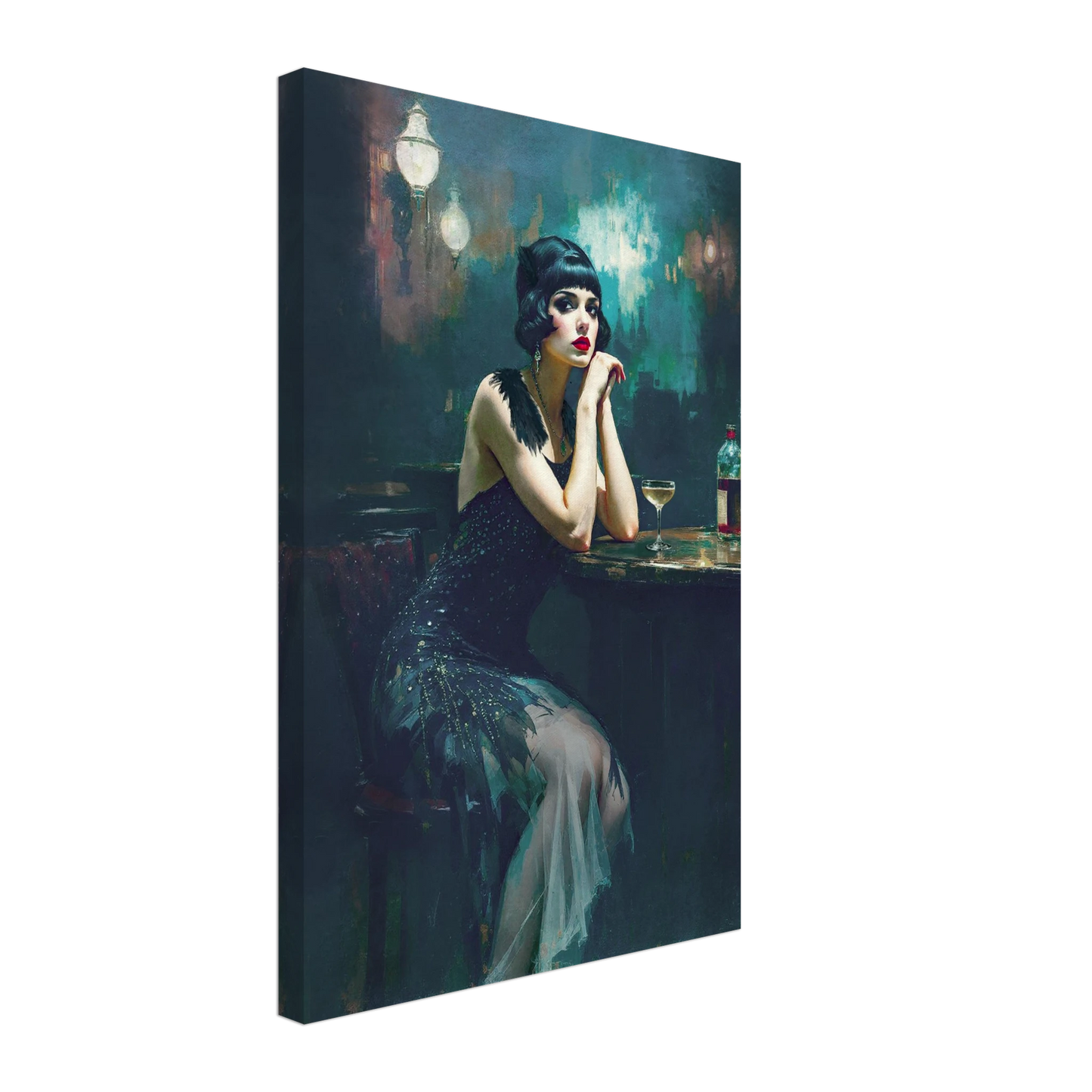 Jazz Age Speakeasy Flapper Art Print No Frame 40x60 cm 16x24″ Gallery Wrapped Canvas