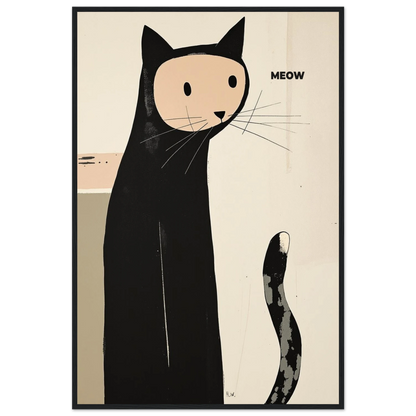 Quirky Modern Cat Art Poster Print 60x90 cm 24x36″ Premium Matte Paper Wooden Framed Poster Black Wood Frame