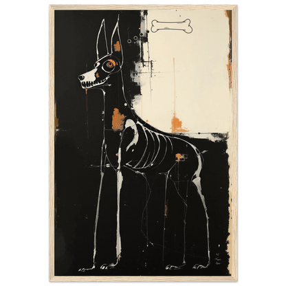 X-ray Skeleton Dog Abstract Art Poster Print 40x60 cm 16x24″ Premium Matte Paper Wooden Framed Poster Light Wood Frame