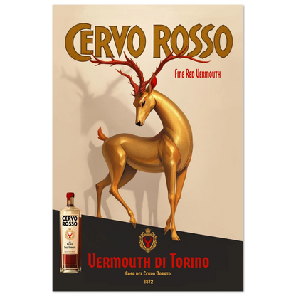 Art Deco Golden Deer Cocktail Bar Poster Print 30x45 cm 12x18″ Classic Matte Paper Poster No Frame