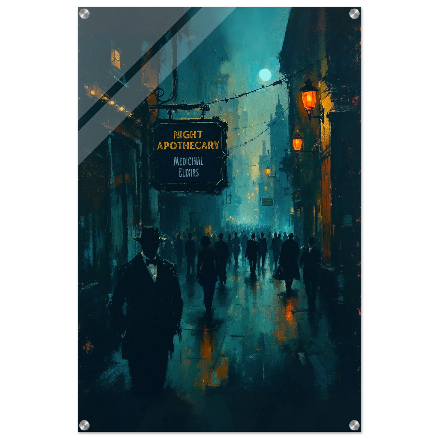 Prohibition Speakeasy Moody Nightlife Art Print No Frame 60x90 cm 24x36″ Sleek Acrylic Print