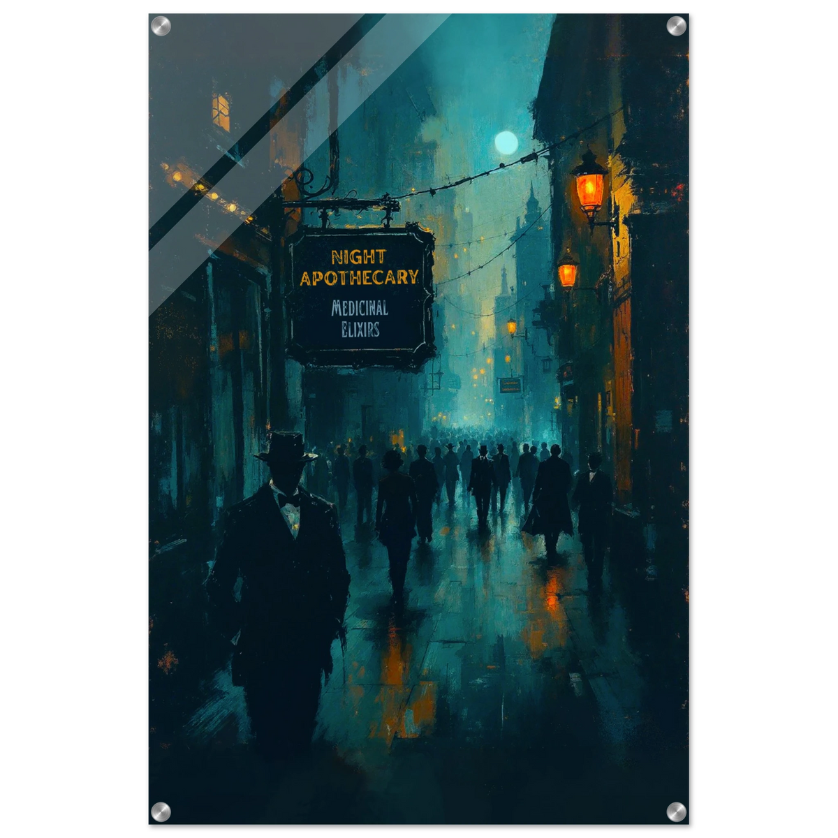 Prohibition Speakeasy Moody Nightlife Art Print 60x90 cm 24x36″ Sleek Acrylic Print No Frame