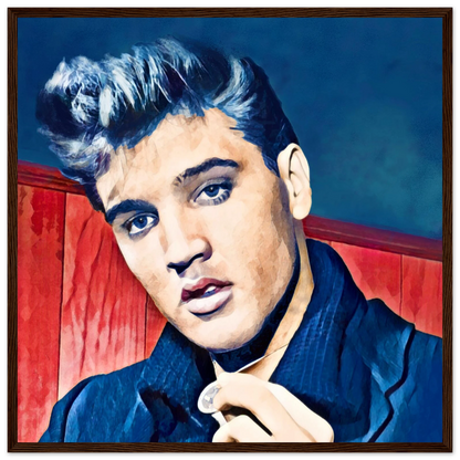 Young Elvis Presley Art Print Dark Brown Wood Frame 50x50 cm 20x20″ Premium Matte Framed Poster