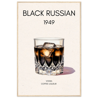 Black Russian Cocktail Bar Art Print Light Wood Frame 60x90 cm 24x36″ Classic Matte Paper Wooden Framed Poster