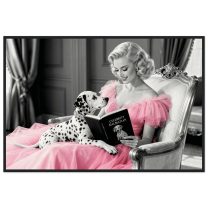 Hollywood Starlet Dalmatian Puppy Art Print 60x90 cm 24x36″ Museum-Quality Matte Framed Poster - Black Wood