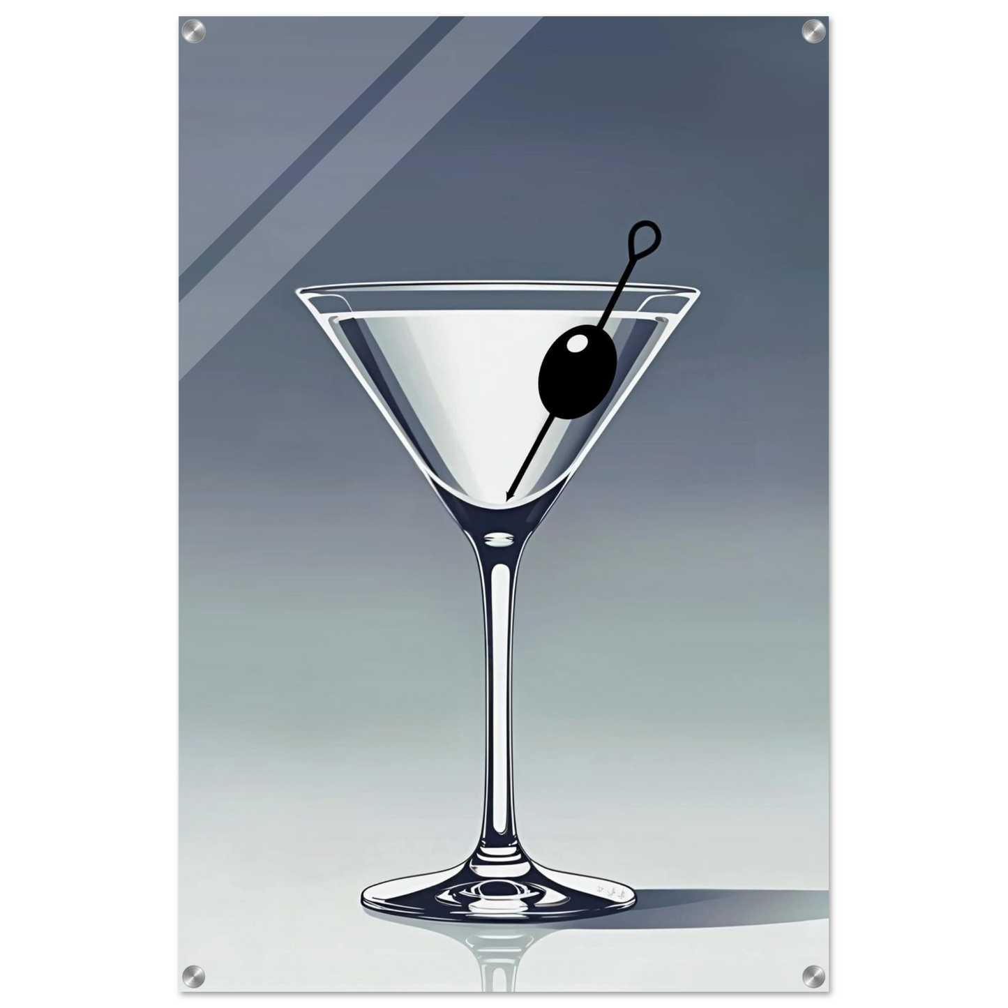 Retro Martini Cocktail Bar Art Print 60x90 cm 24x36″ Sleek Acrylic Print No Frame