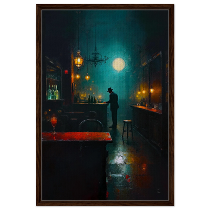 Speakeasy Bootleg Prohibition Bar Art Print 60x90 cm 24x36″ Framed Canvas Dark Brown Wood Frame