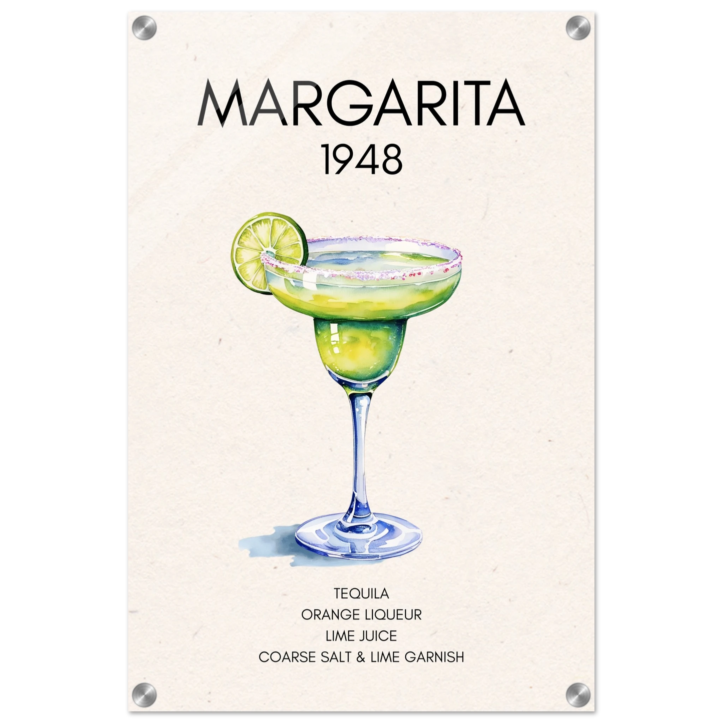 Margarita Cocktail Bar Poster Print No Frame 40x60 cm 16x24″ Sleek Acrylic Print