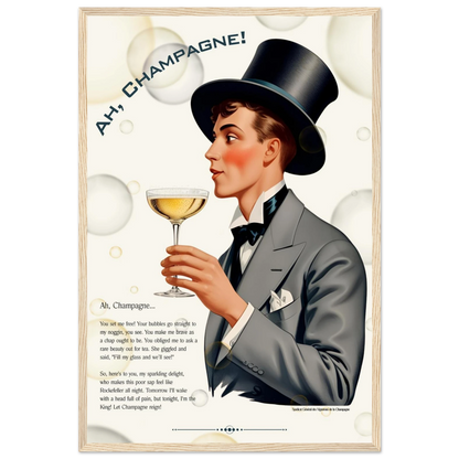 Art Deco Champagne Funny Poem Art Print 60x90 cm 24x36″ Canvas -
