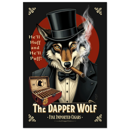 Smoking Wolf Speakeasy Cigar Art Print 60x90 cm 24x36″ Classic Matte Paper Poster No Frame