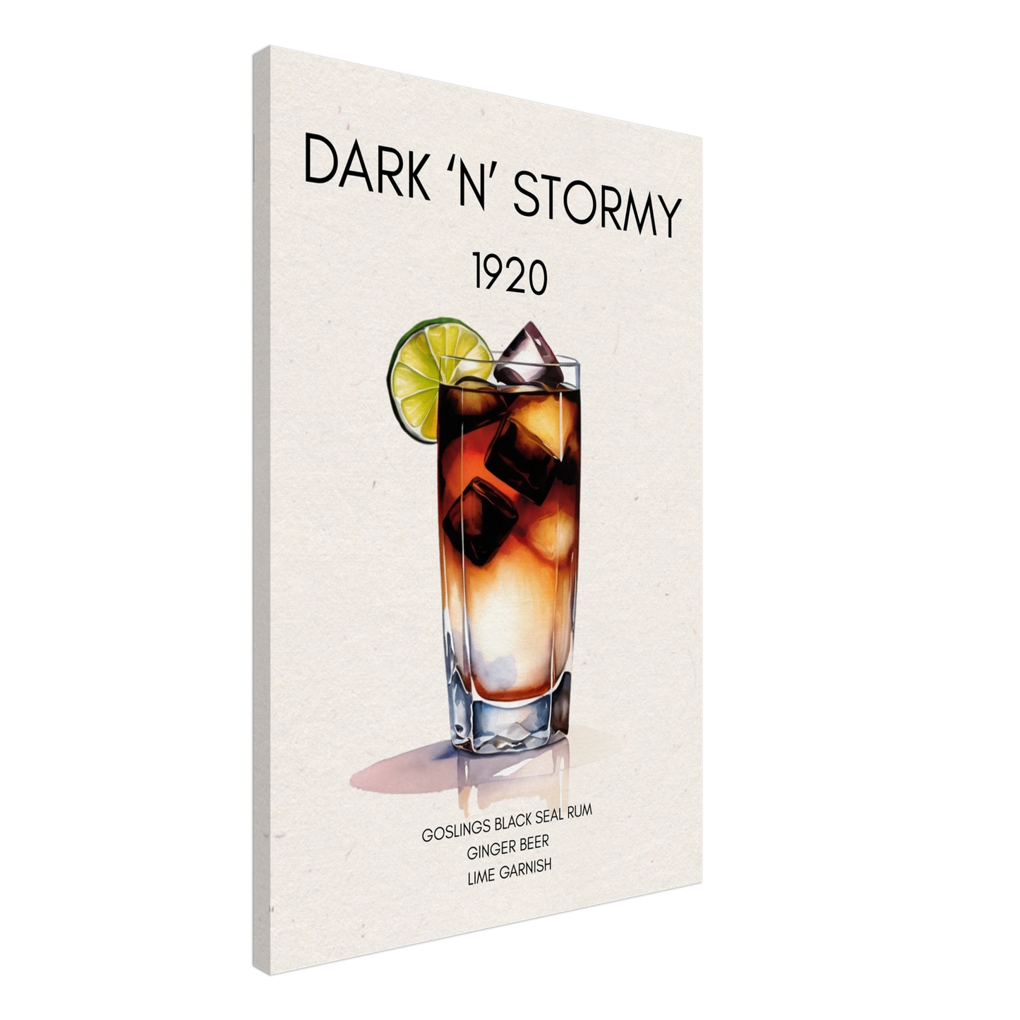Dark n Stormy Cocktail Drink Bar Art Print No Frame 60x90 cm 24x36″ Gallery Wrapped Canvas