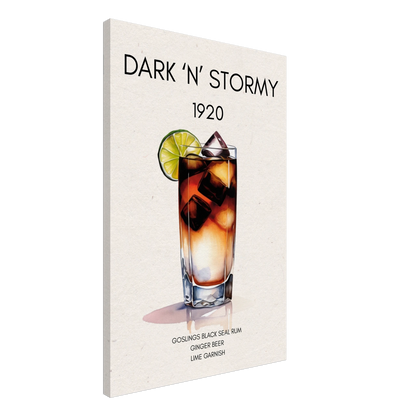 Dark n Stormy Cocktail Drink Bar Art Print No Frame 60x90 cm 24x36″ Gallery Wrapped Canvas