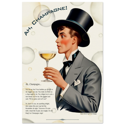 Art Deco Champagne Funny Poem Art Print 30x45 cm 12x18″ Museum-Quality Matte Paper Poster -