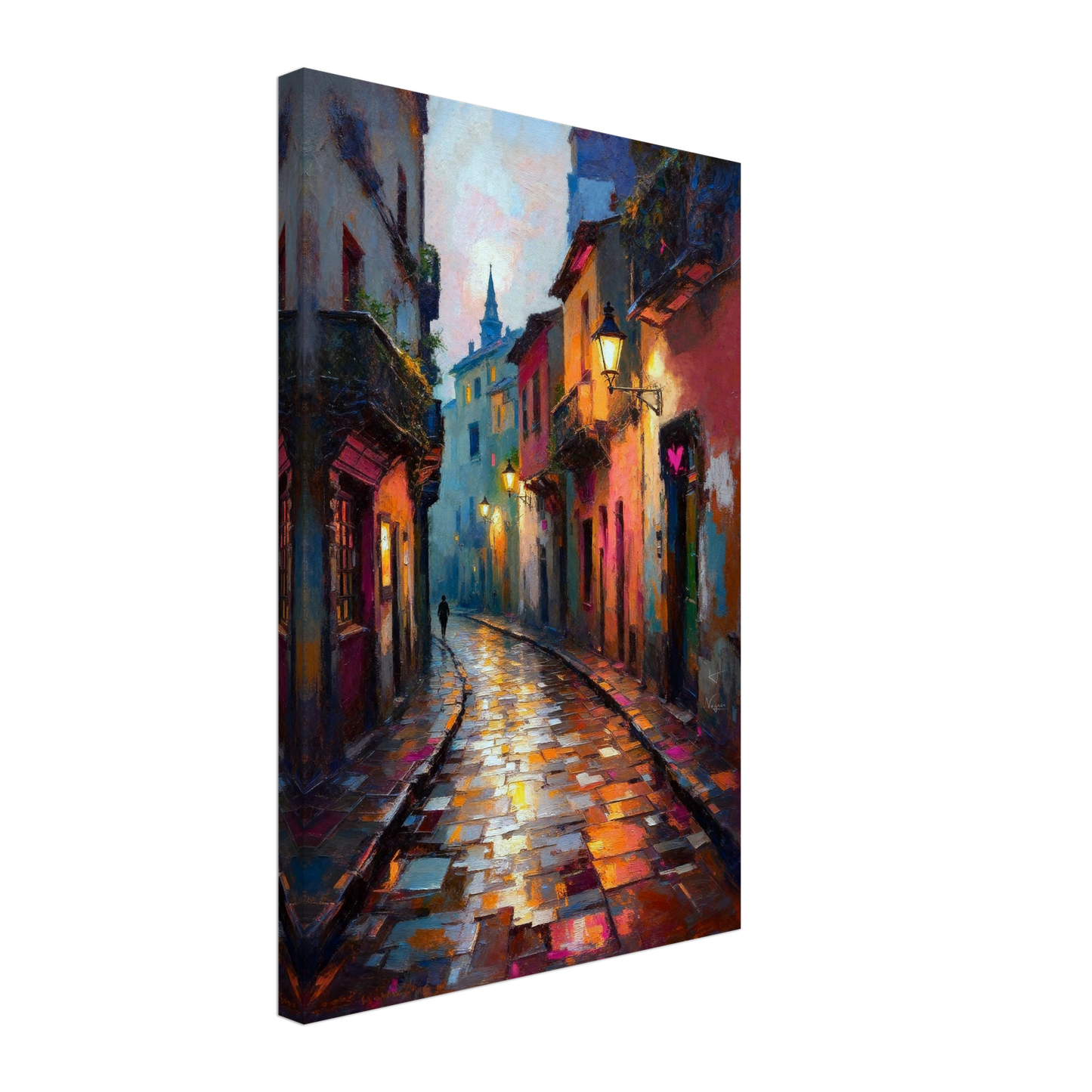 Old Europe Romantic Street Art Print 40x60 cm 16x24″ Gallery Wrapped Canvas No Frame