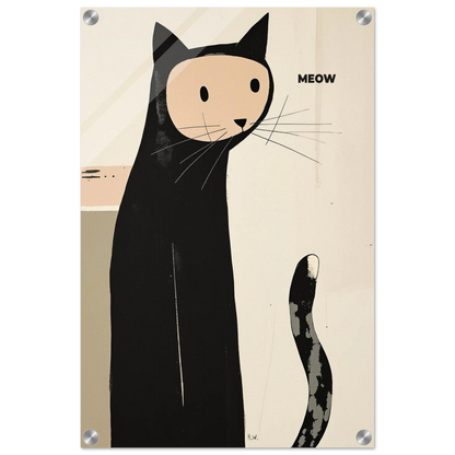 Quirky Modern Cat Art Poster Print 40x60 cm 16x24″ Sleek Acrylic Print No Frame