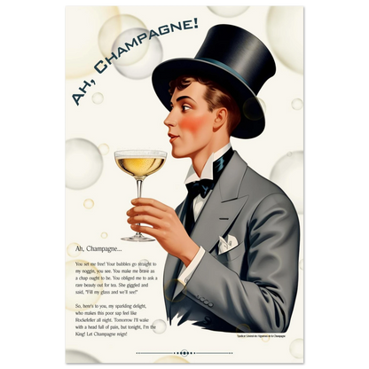 Art Deco Champagne Funny Poem Art Print 60x90 cm 24x36″ Canvas -