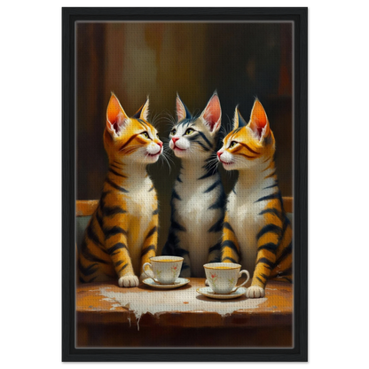 Tabby Cat Vintage Kitchen Art Print 40x60 cm 16x24″ Framed Canvas Black Wood Frame