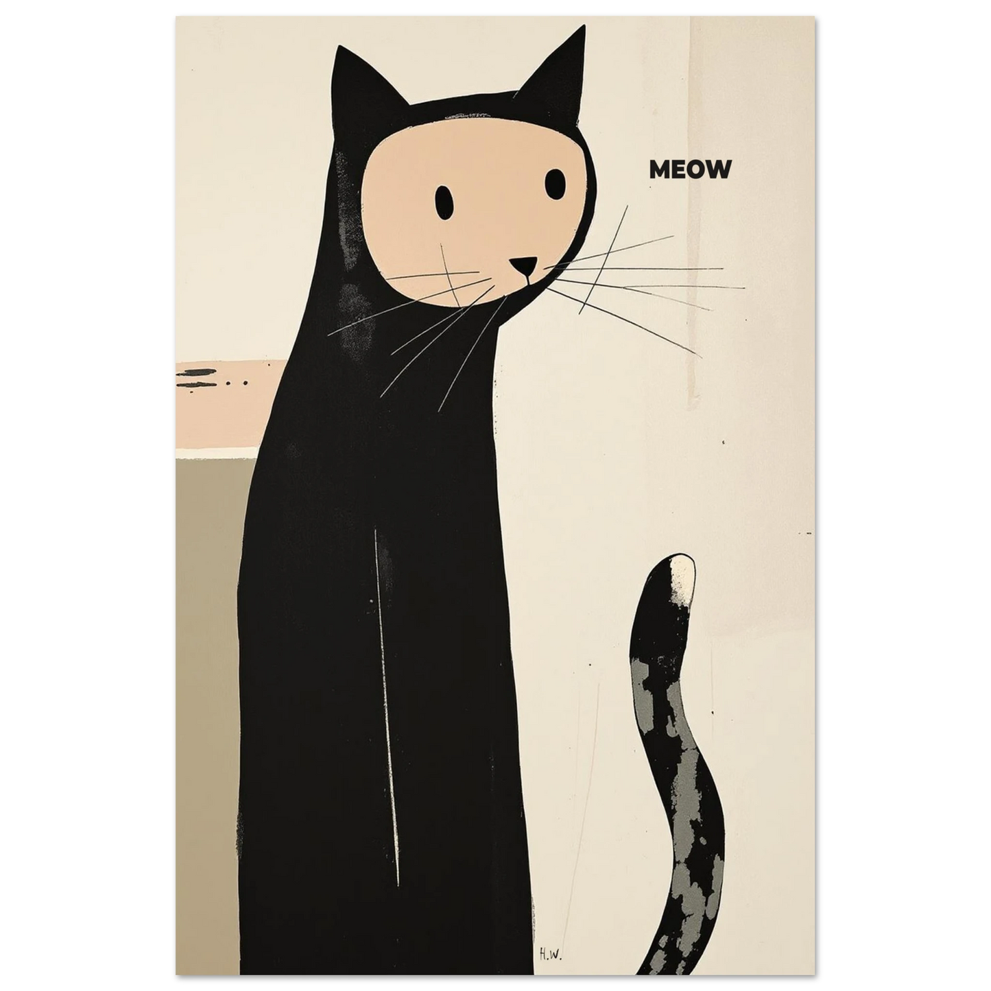 Quirky Modern Cat Art Poster Print 40x60 cm 16x24″ Premium Matte Paper Poster No Frame