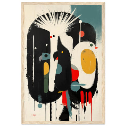 Modern Cockatoo Bird Art Poster Print - Framed Tropical Mid- Century Wall Decor Light Wood Frame 30x45 cm 12x18″ Premium Matte Framed Poster