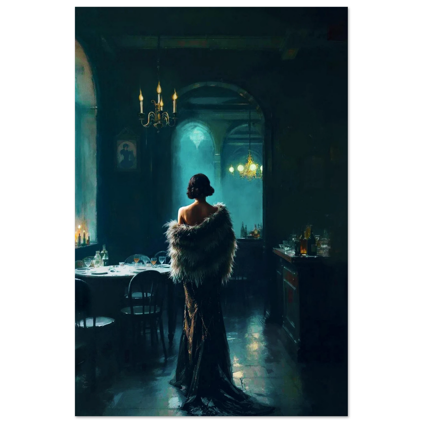 Moody Speakeasy Flapper Bar Art Print No Frame 60x90 cm 24x36″ Classic Matte Paper Poster