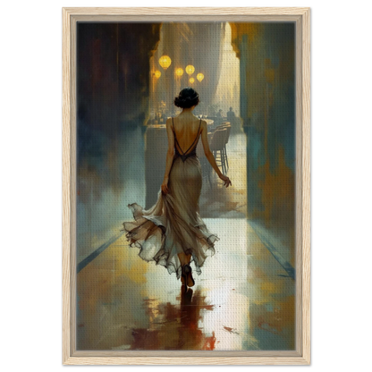 1920s Speakeasy Art Deco Flapper Print 40x60 cm 16x24″ Framed Canvas Light Wood Frame