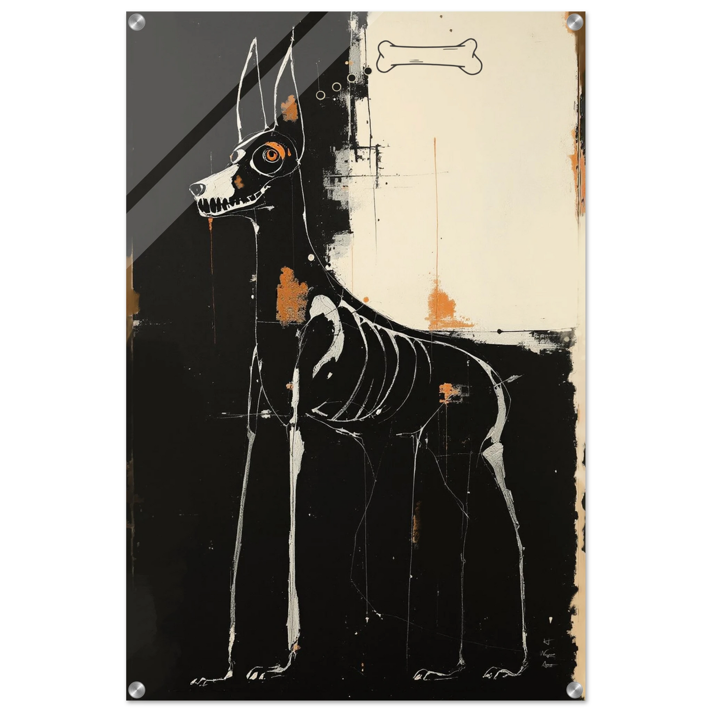 X-ray Skeleton Dog Abstract Art Poster Print 60x90 cm 24x36″ Sleek Acrylic Print No Frame