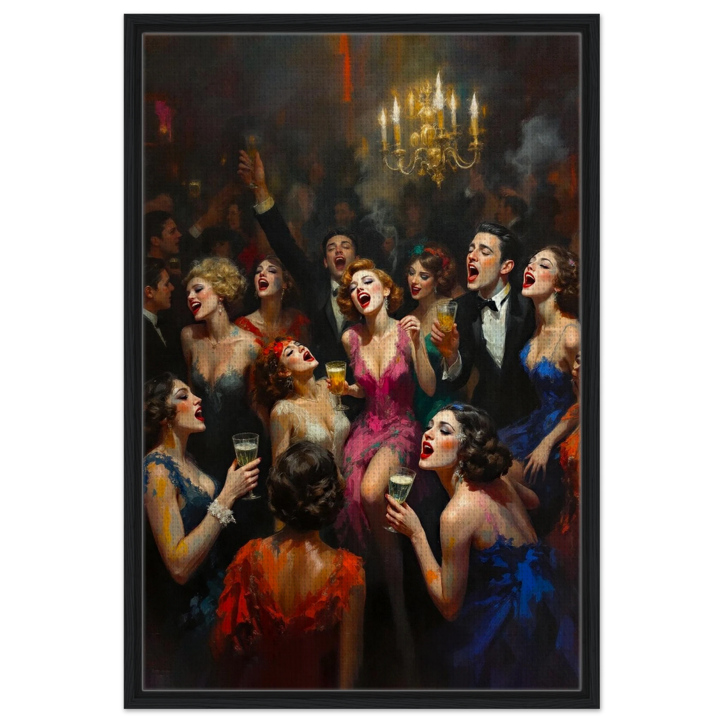 Gatsby Art Deco Speakeasy Art Print Black Wood Frame 60x90 cm 24x36″ Framed Canvas