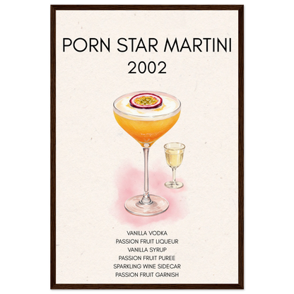 Porn Star Martini Bar Art Cocktail Print Dark Brown Wood Frame 40x60 cm 16x24″ Premium Matte Paper Wooden Framed Poster