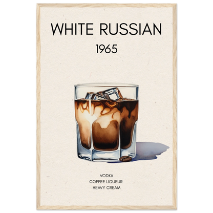 White Russian Cocktail Bar Art Print Light Wood Frame 40x60 cm 16x24″ Museum-Quality Matte Paper Wooden Framed Poster