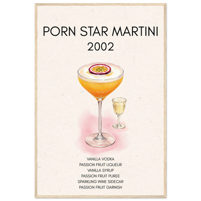 Porn Star Martini Bar Art Cocktail Print Light Wood Frame 60x90 cm 24x36″ Premium Matte Paper Wooden Framed Poster