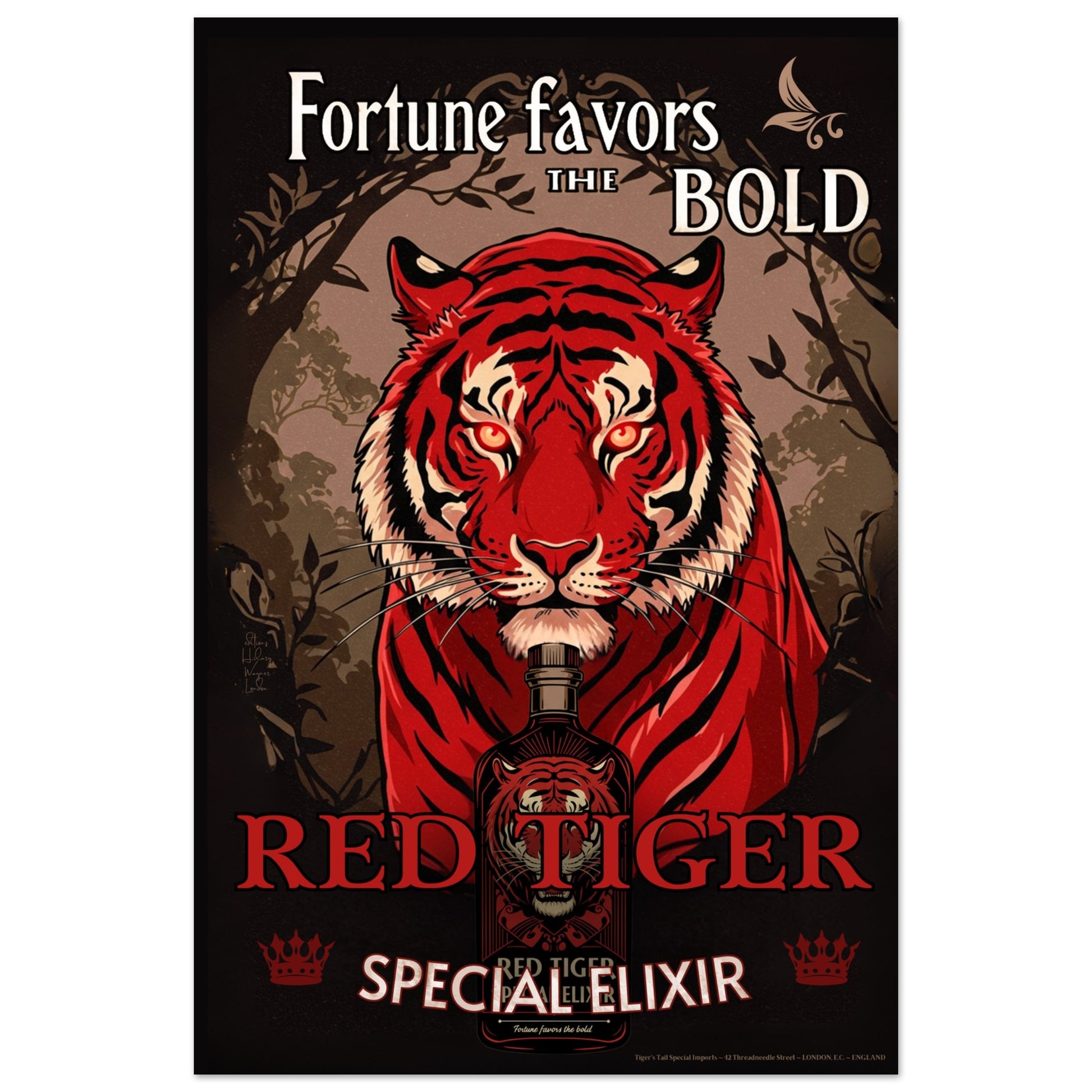 Tiger Cocktail Bar Art Poster Print