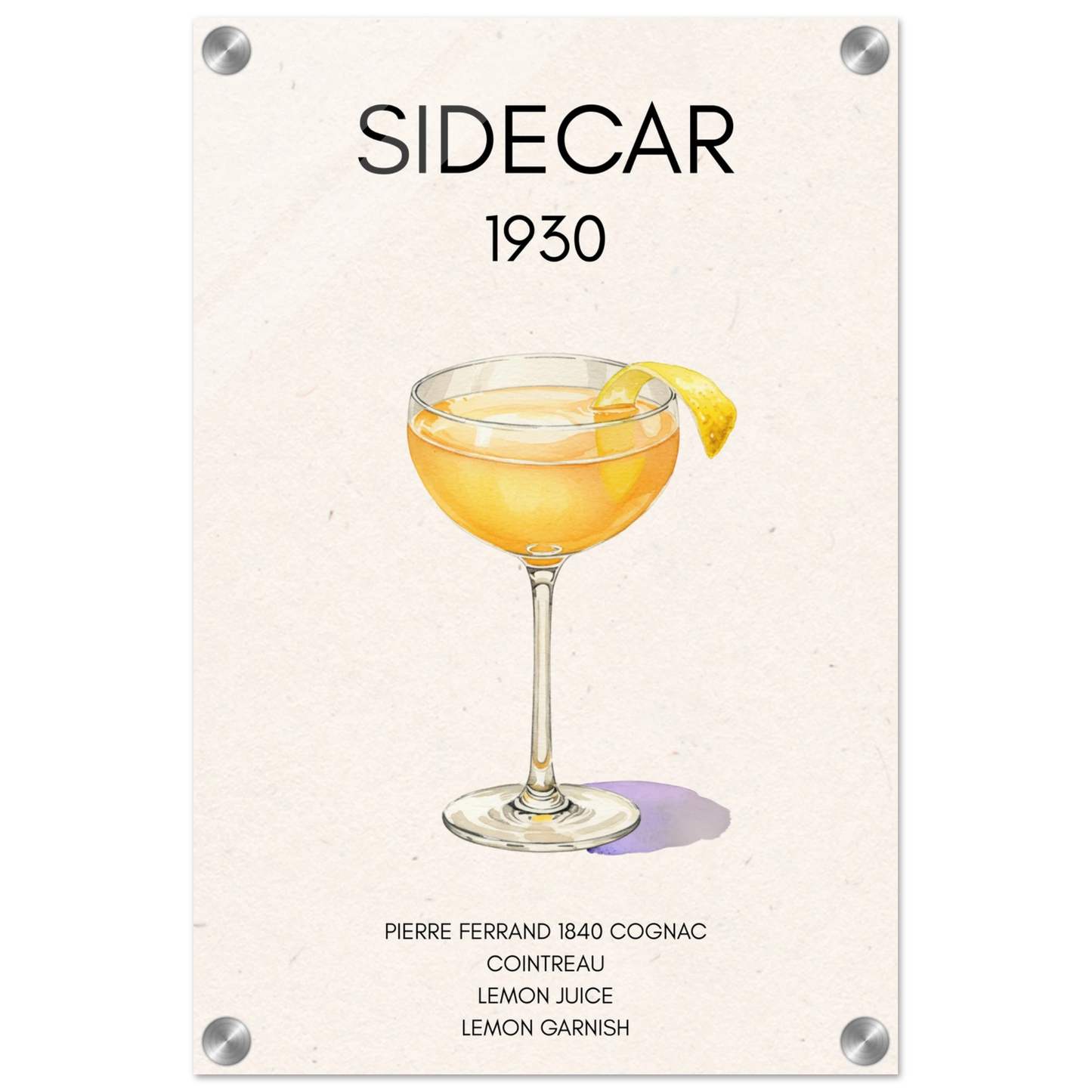 Sidecar Cocktail Bar Poster Print No Frame 30x45 cm 12x18″ Sleek Acrylic Print