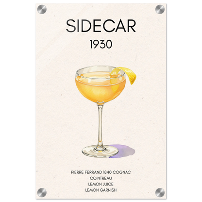Classic Sidecar Cocktail Bar Art Print No Frame 30x45 cm 12x18″ Sleek Acrylic Print