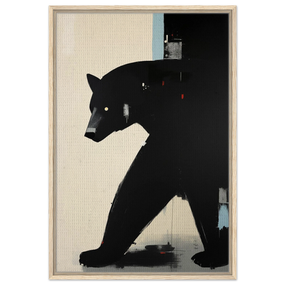 Minimalist Abstract Black Bear Art Poster Print Light Wood Frame 60x90 cm 24x36″ Framed Canvas
