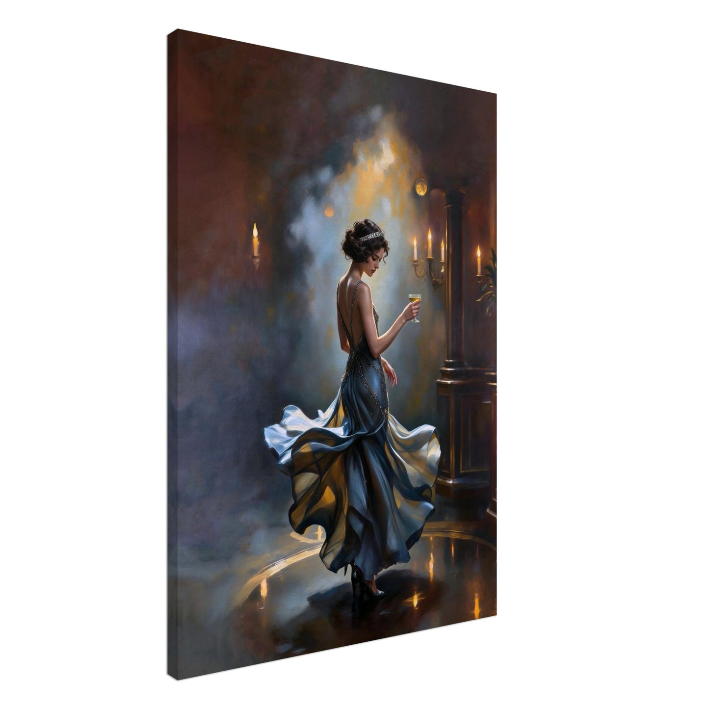 1920s Speakeasy Dancing Flapper Art Deco Print 28x40″ Gallery Wrapped Canvas - 1.5" Mirrored Sides