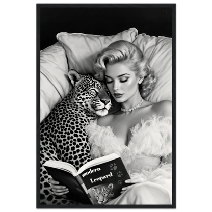 Hollywood Starlet Leopard Cat Art Print 40x60 cm 16x24″ Museum-Quality Matte Paper Wooden Framed Poster Black Wood Frame