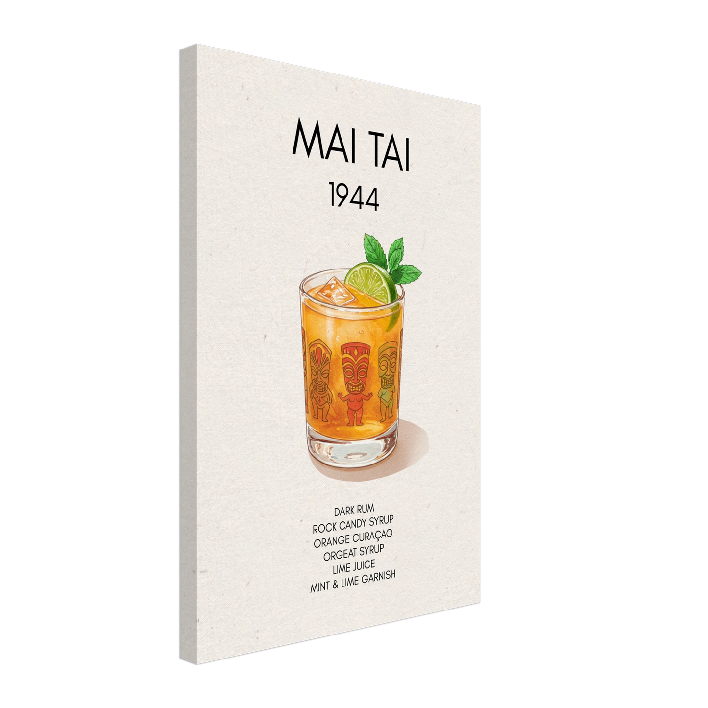 Mai Tai Tropical Cocktail Bar Poster Print No Frame 40x60 cm 16x24″ Gallery Wrapped Canvas