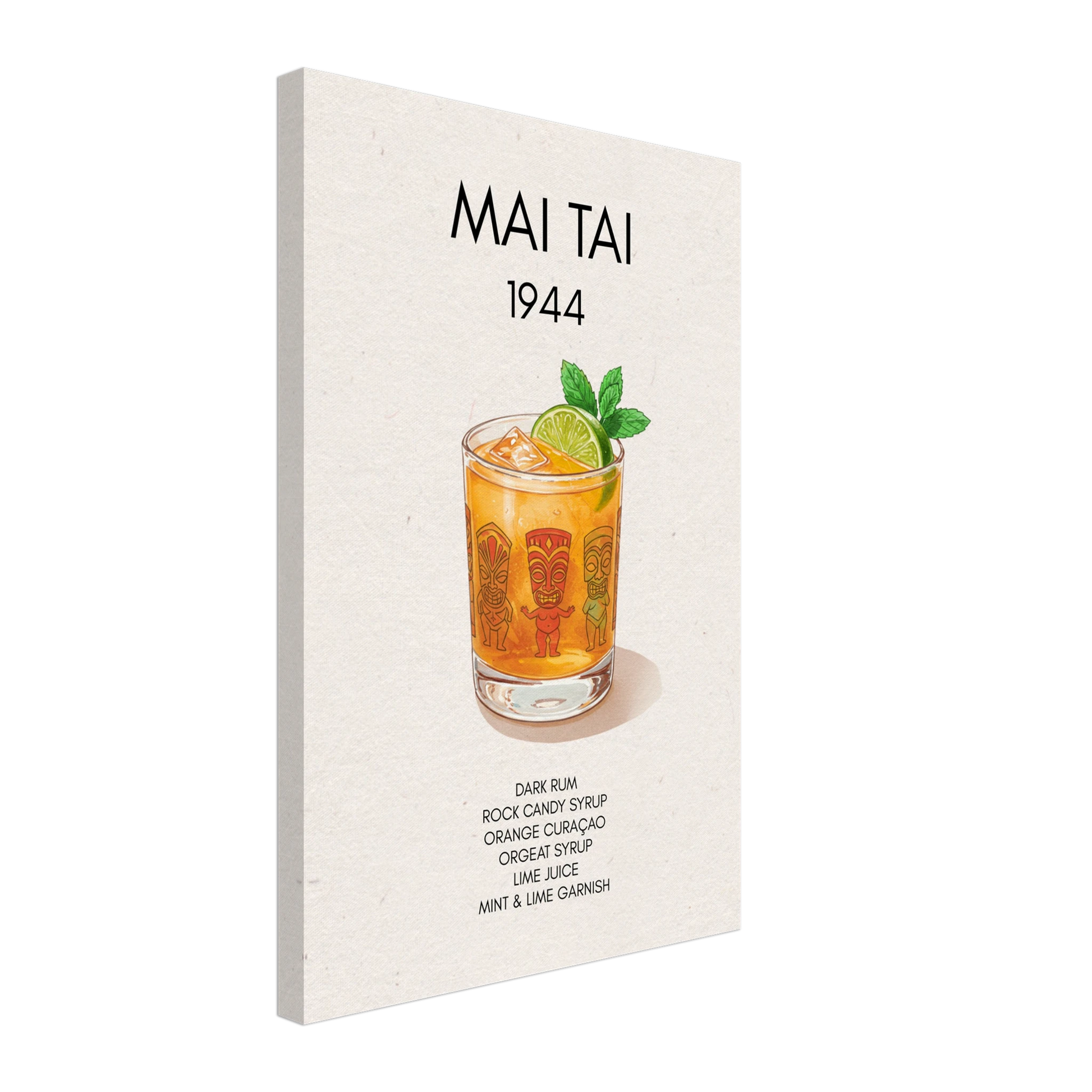 Mai Tai Tropical Cocktail Bar Poster Print No Frame 40x60 cm 16x24″ Gallery Wrapped Canvas