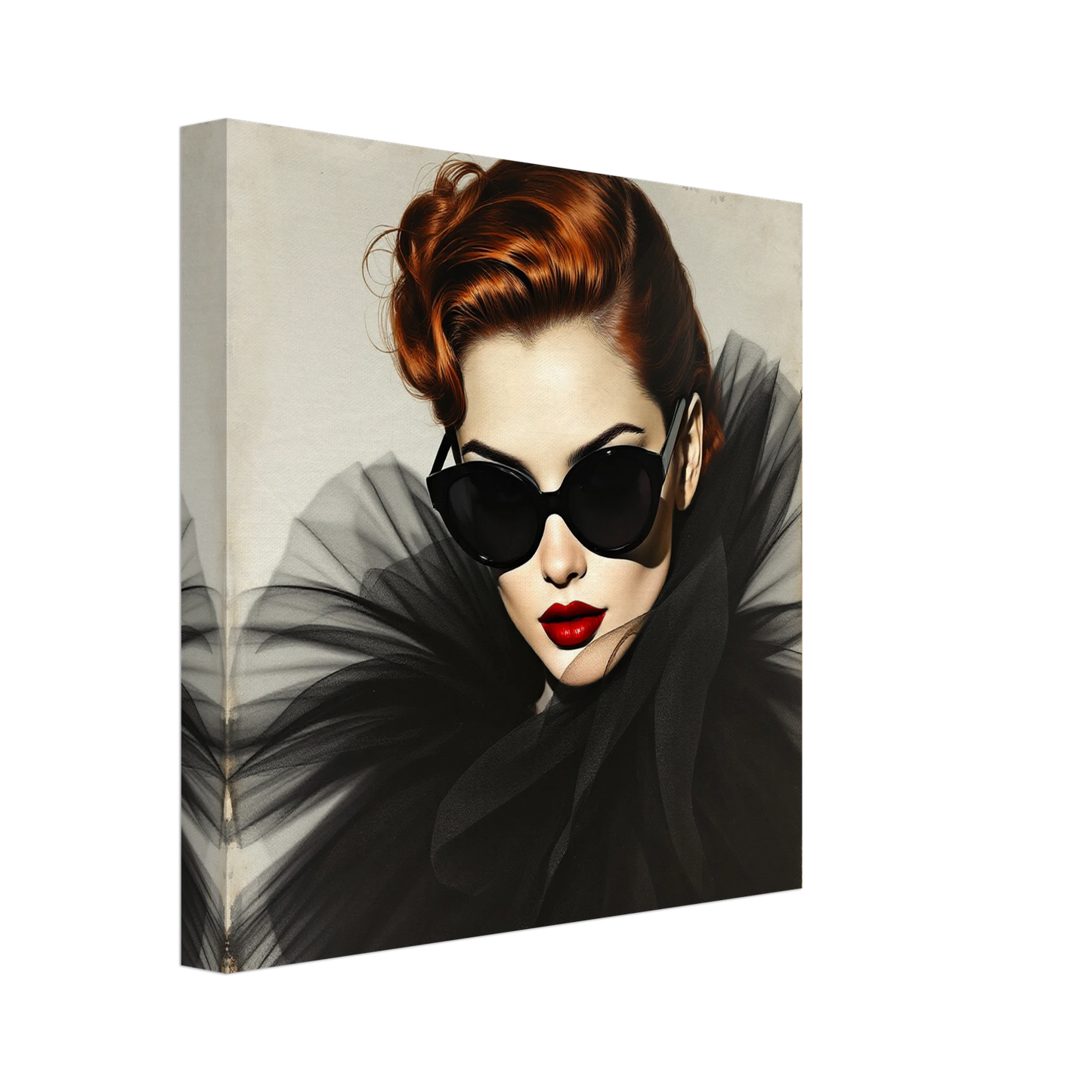 Femme Fatale Paris Runway Fashion Art Print 30x30 cm 12x12″ Gallery Wrapped Canvas