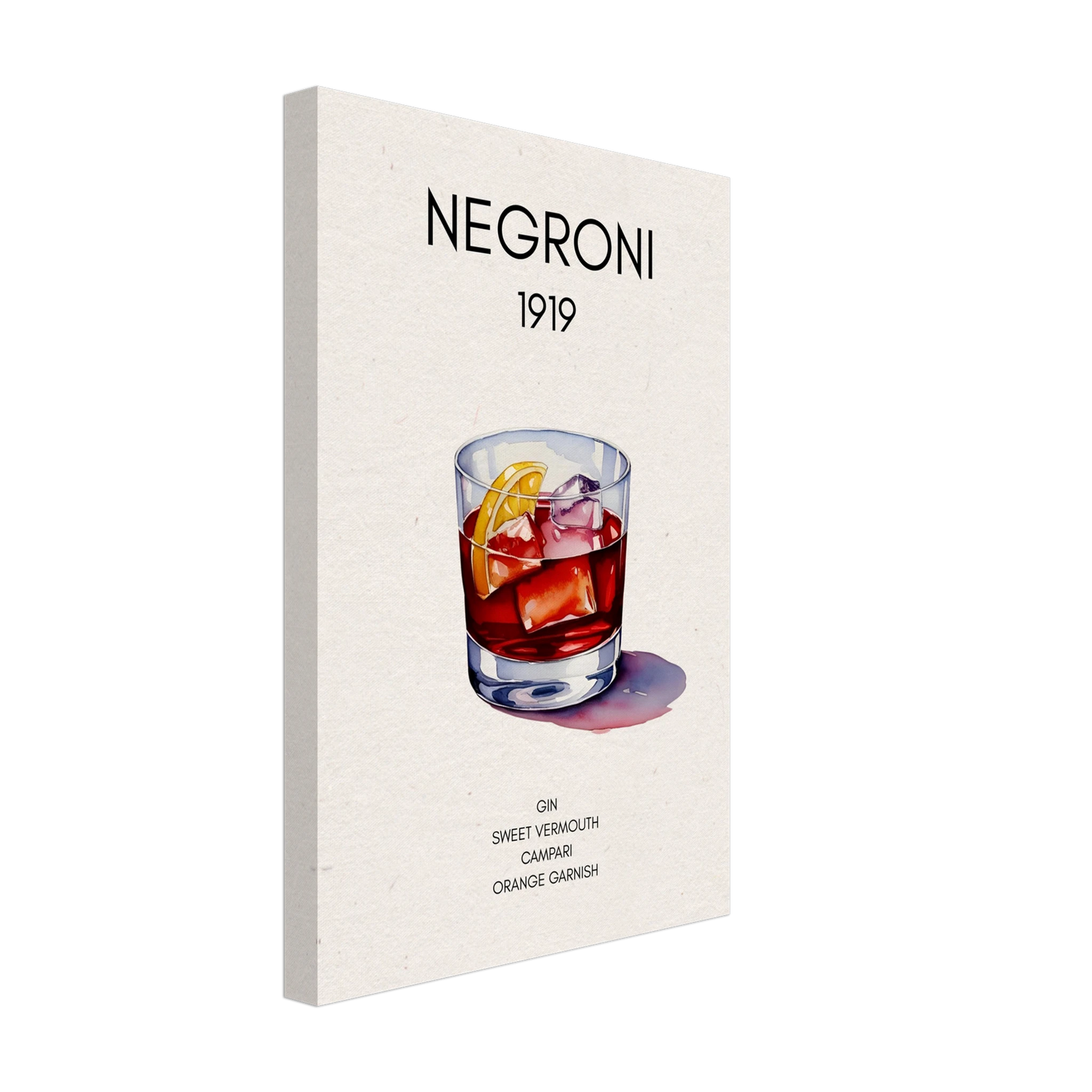 Negroni Cocktail Bar Poster Print No Frame 30x45 cm 12x18″ Gallery Wrapped Canvas