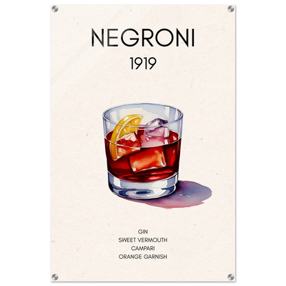 Negroni Cocktail Bar Art Print No Frame 60x90 cm 24x36″ Sleek Acrylic Print