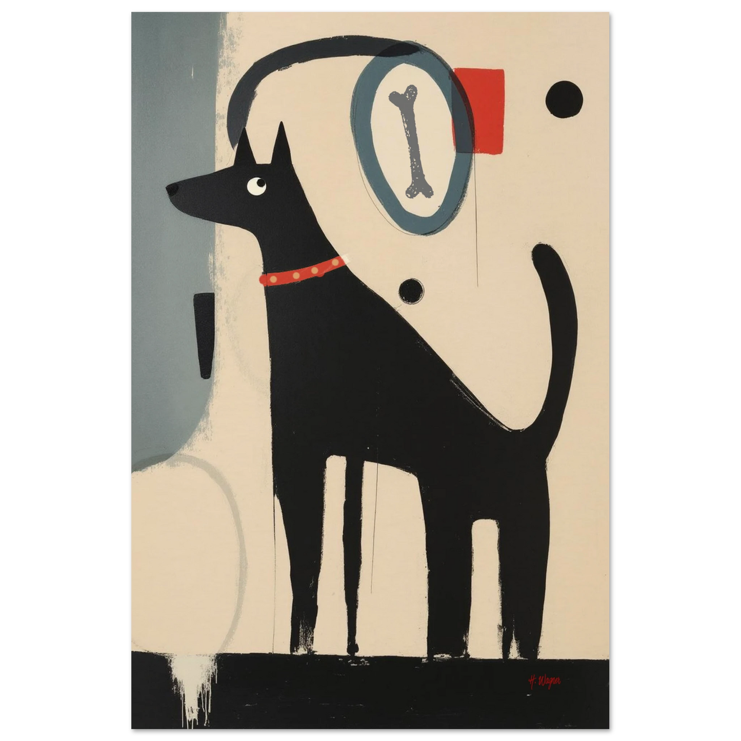 Quirky Modern Dog Art Print 30x45 cm 12x18″ Museum-Quality Matte Paper Poster No Frame