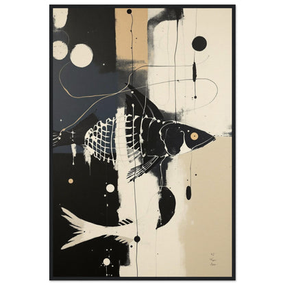 Abstract Fish Art Poster Print – Framed Modern Neutral Wall Décor