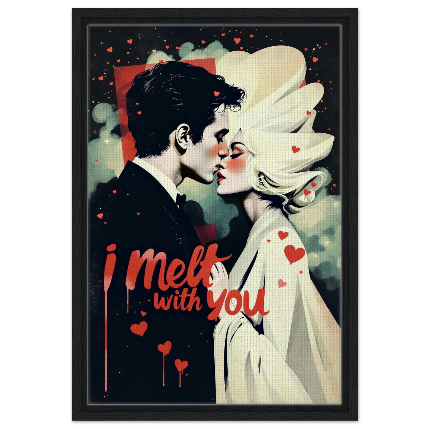 I Melt With You Avant-garde Retro Art Print 16x24″ Framed Canvas - Black Wood