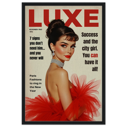 Audrey Hepburn Vintage Fashion Art Print Black Wood Frame 60x90 cm 24x36″ Framed Canvas