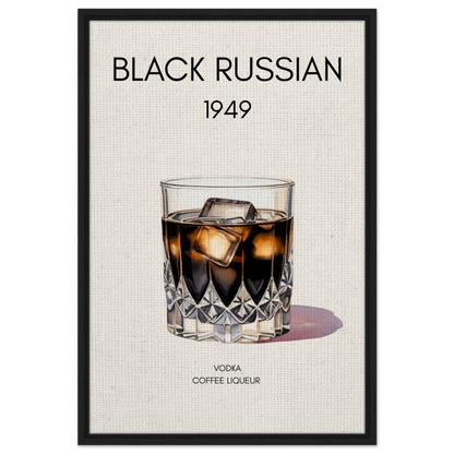 Black Russian Cocktail Bar Art Print Black Wood Frame 60x90 cm 24x36″ Framed Canvas