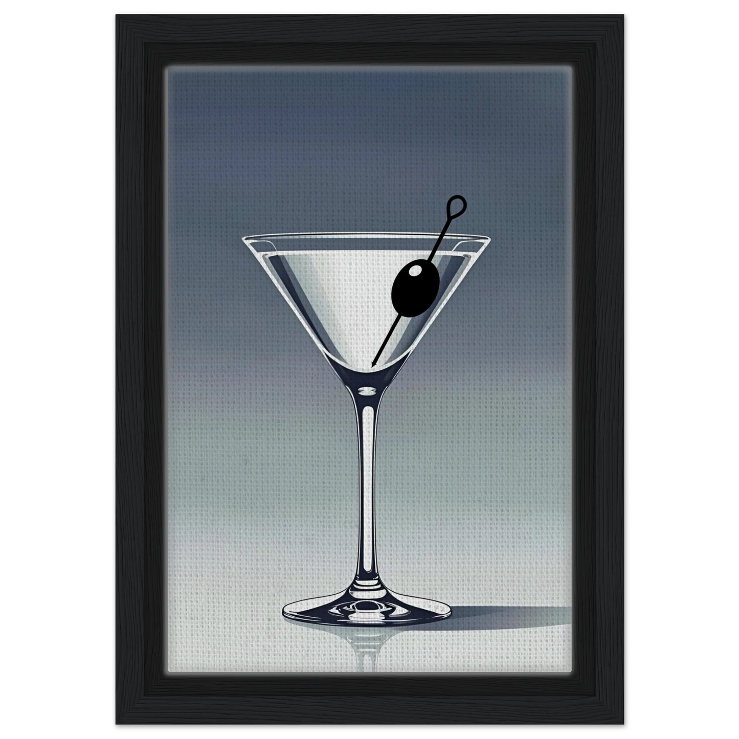Retro Martini Cocktail Bar Art Print 20x30 cm 8x12″ Framed Canvas Black Wood Frame