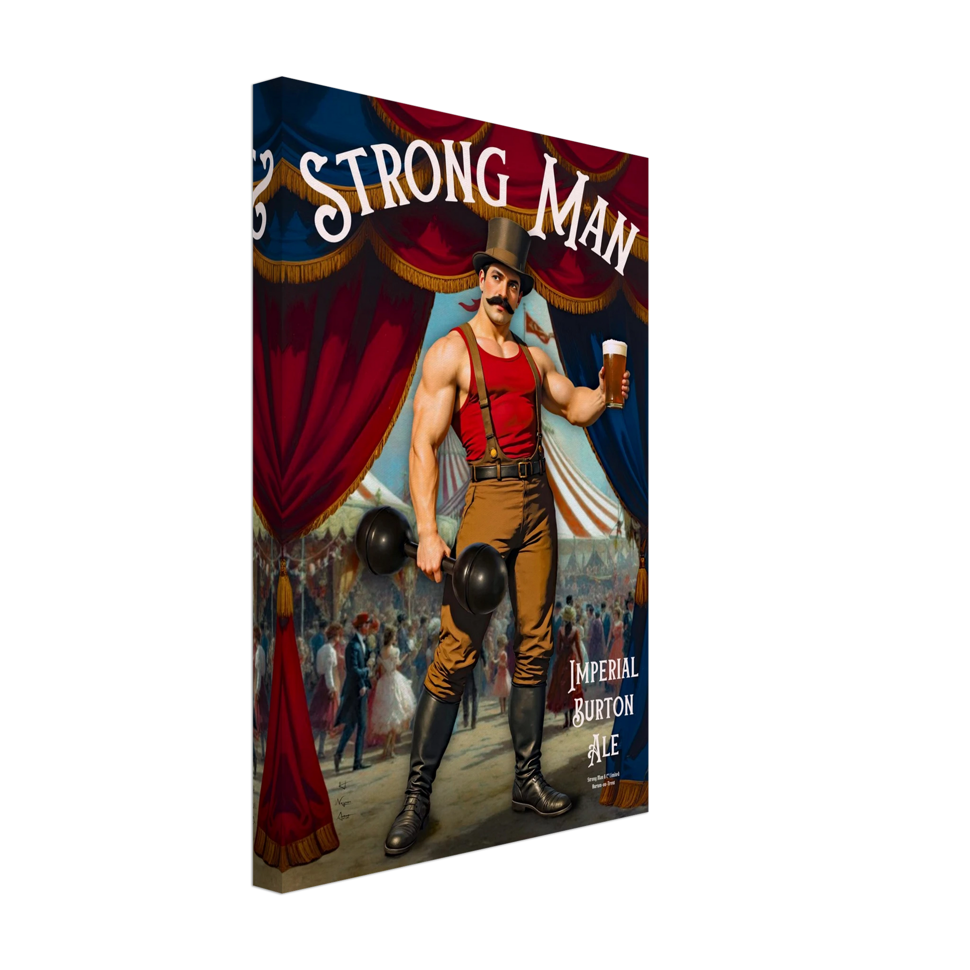 Vintage Victorian Circus Strongman Ale Art Print No Frame 30x45 cm 12x18″ Gallery Wrapped Canvas