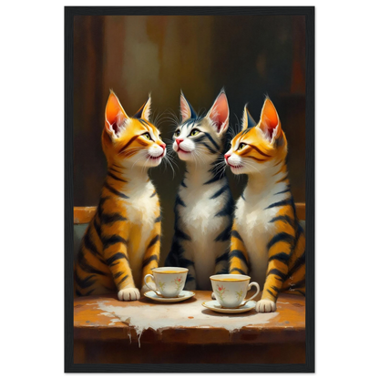 Tabby Cat Vintage Kitchen Art Print 30x45 cm 12x18″ Premium Matte Framed Poster Black Wood Frame